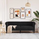 vidaXL Canapé Chesterfield 3 places noir tissu