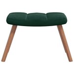 vidaXL Chaise à bascule avec repose-pied Vert foncé Velours