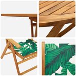 vidaXL Ensemble de salle à manger de jardin 5 pièces Motif de feuille en bois massif d'acacia