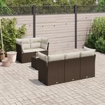 vidaXL Salon de jardin avec coussins 6 Pièces marron résine tressée