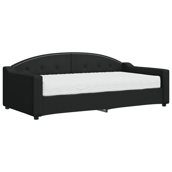 vidaXL Lit de jour avec matelas noir 90x190 cm tissu