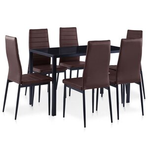 vidaXL Ensemble à dîner 7 Pièces Marron