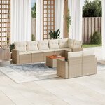 vidaXL Salon de jardin avec coussins 9 Pièces beige résine tressée