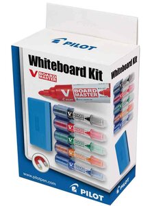 Kit 5 Marqueurs Tableau Blanc V BOARD MASTER Ogive + Brosse + Porte Marqueurs PILOT