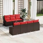 vidaXL Ensemble de Canapés 8 Pièces Marron et rouge polyrotin