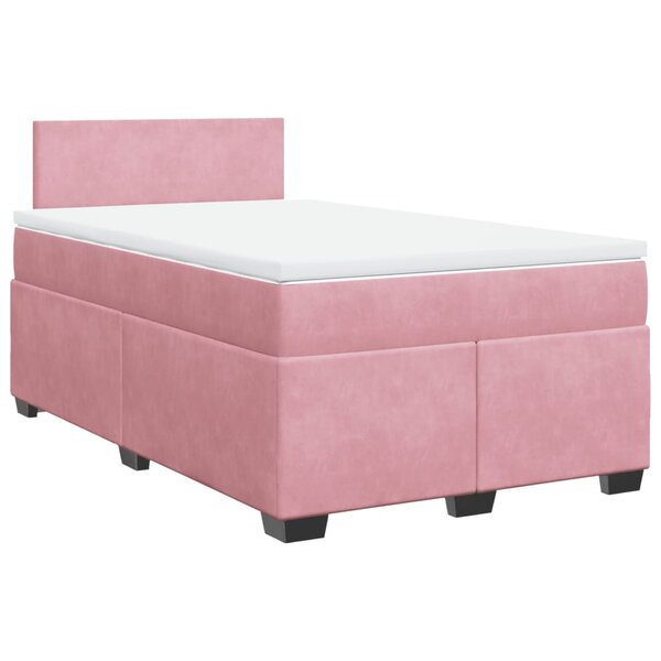 vidaXL Sommier à lattes de lit avec matelas rose 120x190 cm velours