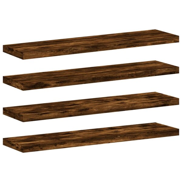 vidaXL Étagères murales 4 Pièces chêne fumé 40x10x1 5cm bois d'ingénierie