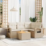 vidaXL Salon de jardin avec coussins 5 Pièces beige résine tressée