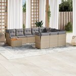 vidaXL Salon de jardin et coussins 11 Pièces mélange beige résine tressée