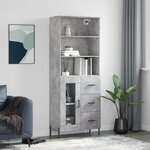 vidaXL Buffet haut Gris béton 69 5x34x180 cm Bois d'ingénierie