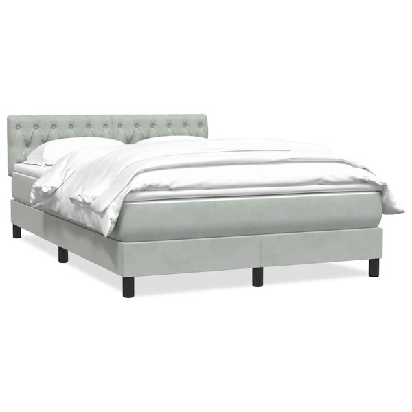 vidaXL Sommier à lattes de lit et matelas gris clair 160x210cm velours
