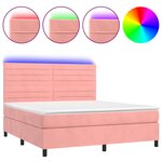 vidaXL Sommier à lattes de lit avec matelas LED Rose 160x200cm Velours