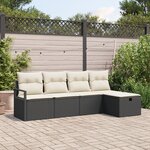Ensemble de 5 Canapés de Jardin avec Coussins en Poly Rattan Noir