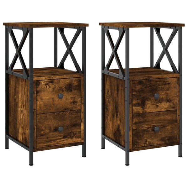 vidaXL Tables de chevet 2 Pièces chêne fumé 34x35 5x70 cm bois ingénierie