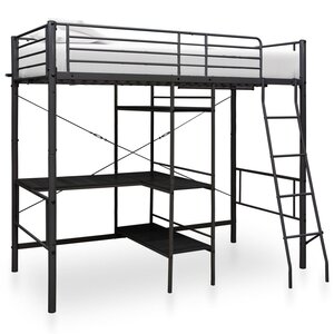 vidaXL Lit superposé avec table sans matelas noir métal 90x200 cm