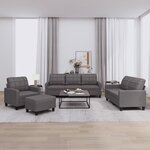 vidaXL Ensemble de canapés 4 Pièces avec coussins Gris Similicuir