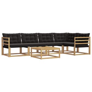 vidaXL Ensemble de canapés d'extérieur 6 Pièces Blanc et noir
