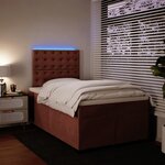 vidaXL Sommier à lattes de lit avec matelas rose 120x190 cm velours