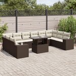 vidaXL Salon de jardin et coussins 11 Pièces marron résine tressée