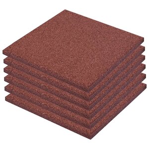 vidaXL Carreaux de protection antichoc 6Pièces Caoutchouc 50x50x3cm Rouge