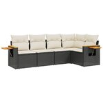 vidaXL Salon de jardin 5 Pièces avec coussins noir résine tressée