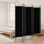 vidaXL Cloison de séparation 6 panneaux Noir 240x200 cm Tissu