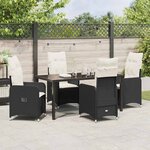 vidaXL Ensemble de salle à manger de jardin 5 pièces avec coussins en rattan synthétique noir