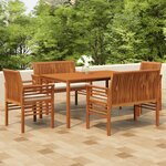 vidaXL Ensemble à manger d'extérieur 5 Pièces et coussins Acacia solide