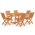 vidaXL Ensemble à manger de jardin 7 Pièces Bois de teck massif