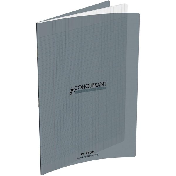 Cahier Polypro 240 x 320 mm séyès Grands carreaux Gris CONQUÉRANT