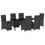 vidaXL Set de salle à manger de jardin 7 pièces avec coussins Noir en polyrotin