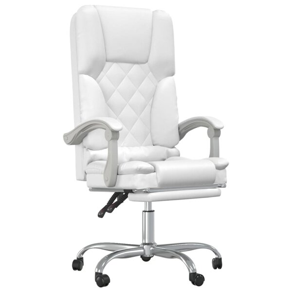 Fauteuil de massage inclinable de bureau informatique étude similicuir blanc 02_0025396