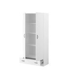 Armoire 2 portes battantes panneaux de particules + 1 tiroir - Décor blanc 78 x 38 x Hauteur 170 cm