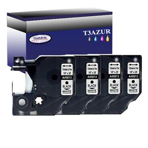 Lot de 4 DYMO D1 45013 RUBAN MARQUEUR GÉNÉRIQUE NOIR / BLANC S0720530- 12 mm * 7 m