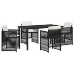 Ensemble de Salle à Manger de Jardin 5 Pièces vidaXL avec Coussins Noir Poly Rattan