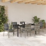 vidaXL Set de salle à manger de jardin 7 pièces avec coussins Gris Poly Rattan