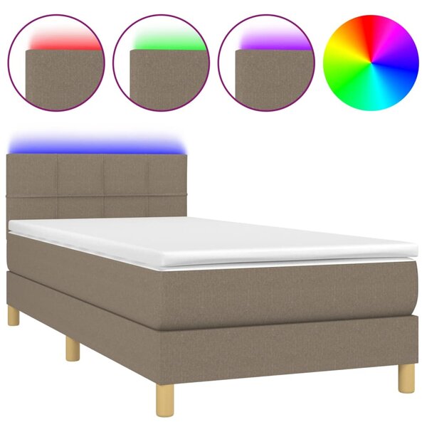 vidaXL Sommier à lattes de lit avec matelas LED Taupe 80x200 cm Tissu