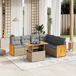 vidaXL Salon de jardin avec coussins 7 Pièces beige résine tressée