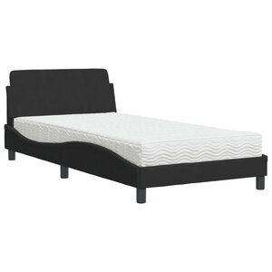 vidaXL Lit avec matelas Dover noir 100x200 cm velours