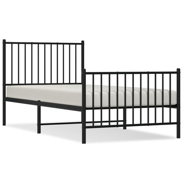 vidaXL Cadre de lit métal avec tête de lit/pied de lit noir 90x190 cm