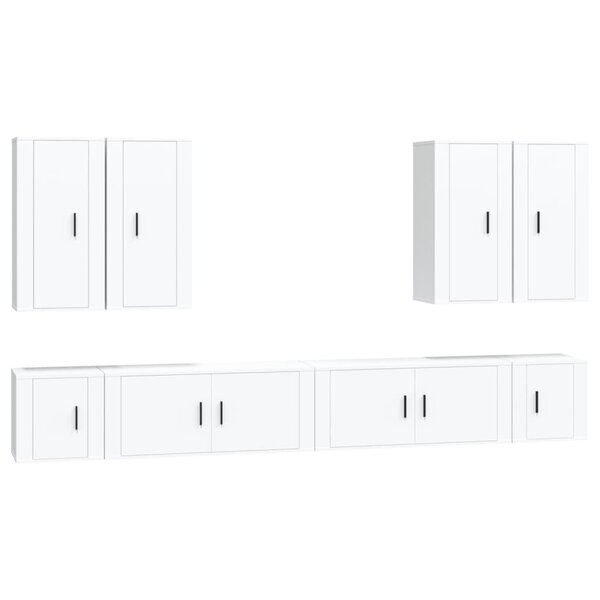 vidaXL Ensemble de meubles TV 8 Pièces Blanc Bois d'ingénierie