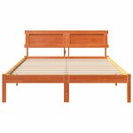 vidaXL Cadre de lit avec tête de lit Brun cire 140 x 190 cm Pin massif