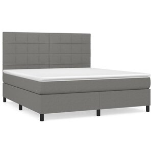 vidaXL Sommier à lattes de lit avec matelas Gris foncé 160x200cm Tissu