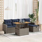 vidaXL Salon de jardin avec coussins 6 Pièces gris résine tressée acacia