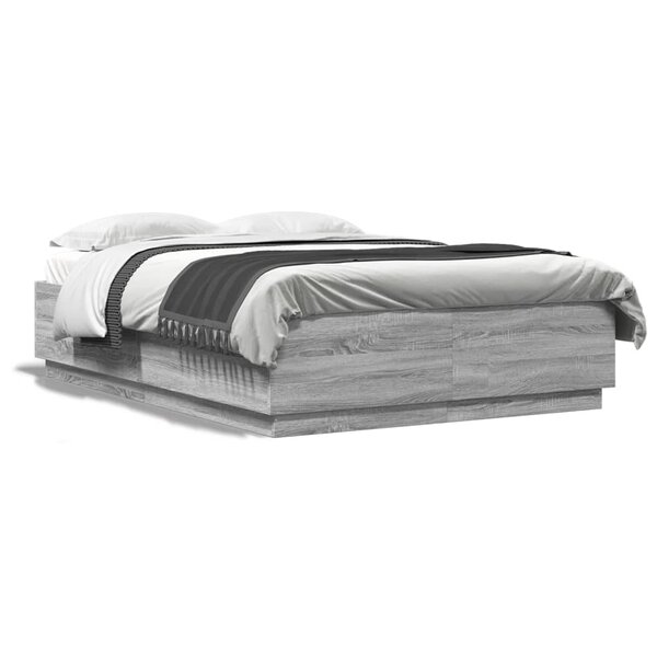 vidaXL Cadre de lit sans matelas sonoma gris 140x200 cm