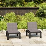 vidaXL Chaises de salon de jardin et coussins lot de 2 Plastique Gris