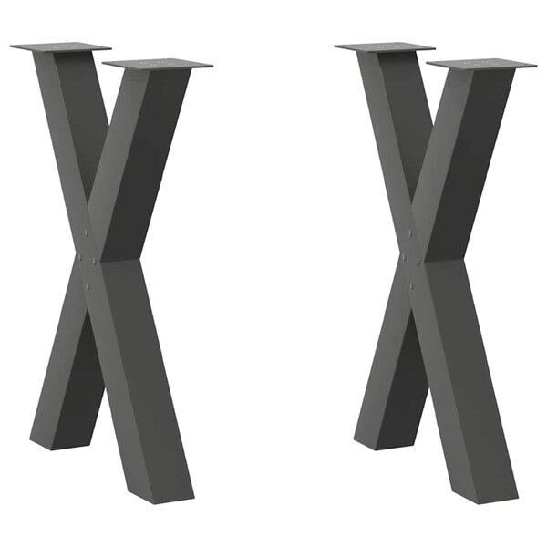 vidaXL Pieds de table à manger en forme de X 2 pièces Anthracite 50 x (72-73) cm Acier
