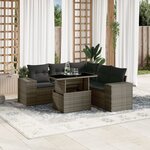 vidaXL Salon de jardin 6 Pièces avec coussins gris résine tressée