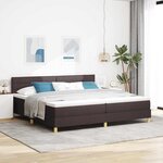 vidaXL Lit à ressort LED Marron foncé 200 x 200 cm tissu