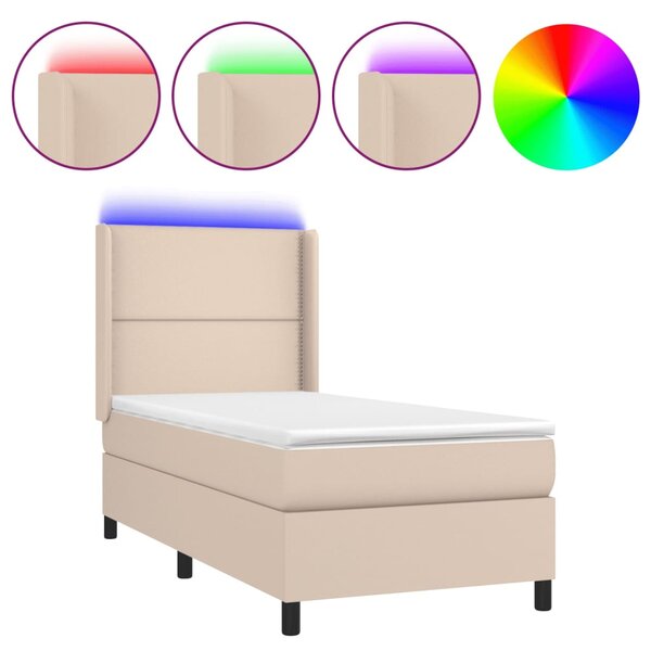vidaXL Sommier à lattes de lit matelas LED Cappuccino 90x200cm